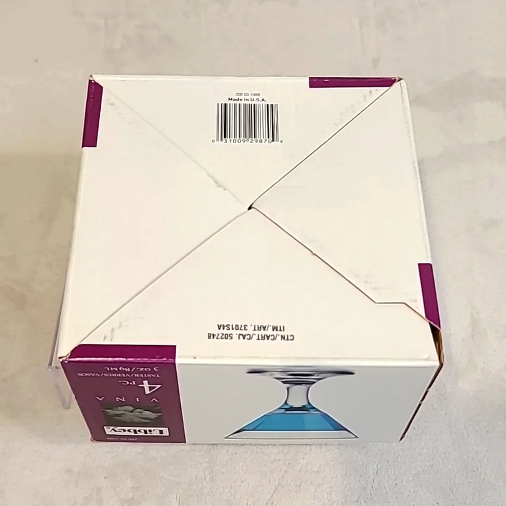 Libbey 3701 Vina 3 Oz. Four Piece Mini Martini Drink/Dessert Glass Set - NIB/NWT
